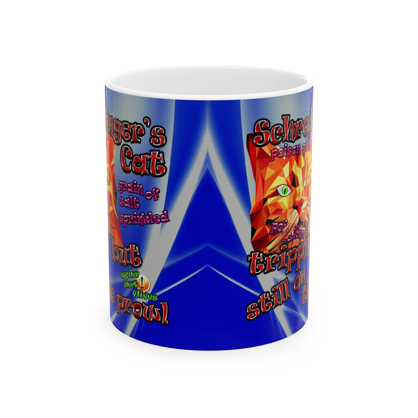 schrodinger's cat - White Mug (blue-white wave)