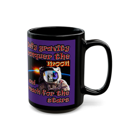 defy conquer reach - Black Mug (purple)