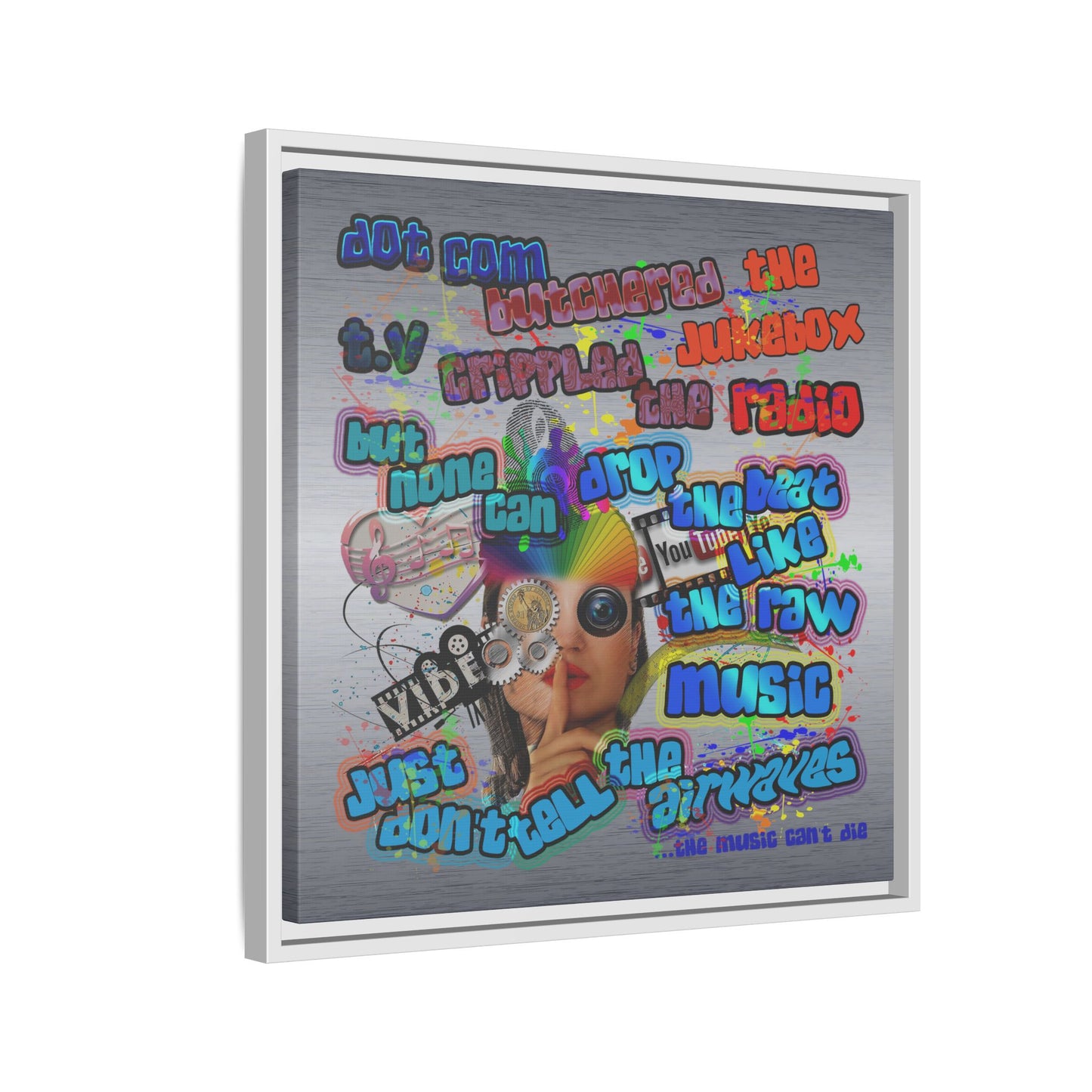 drop the beat - framed canvas art (brushed nickel)