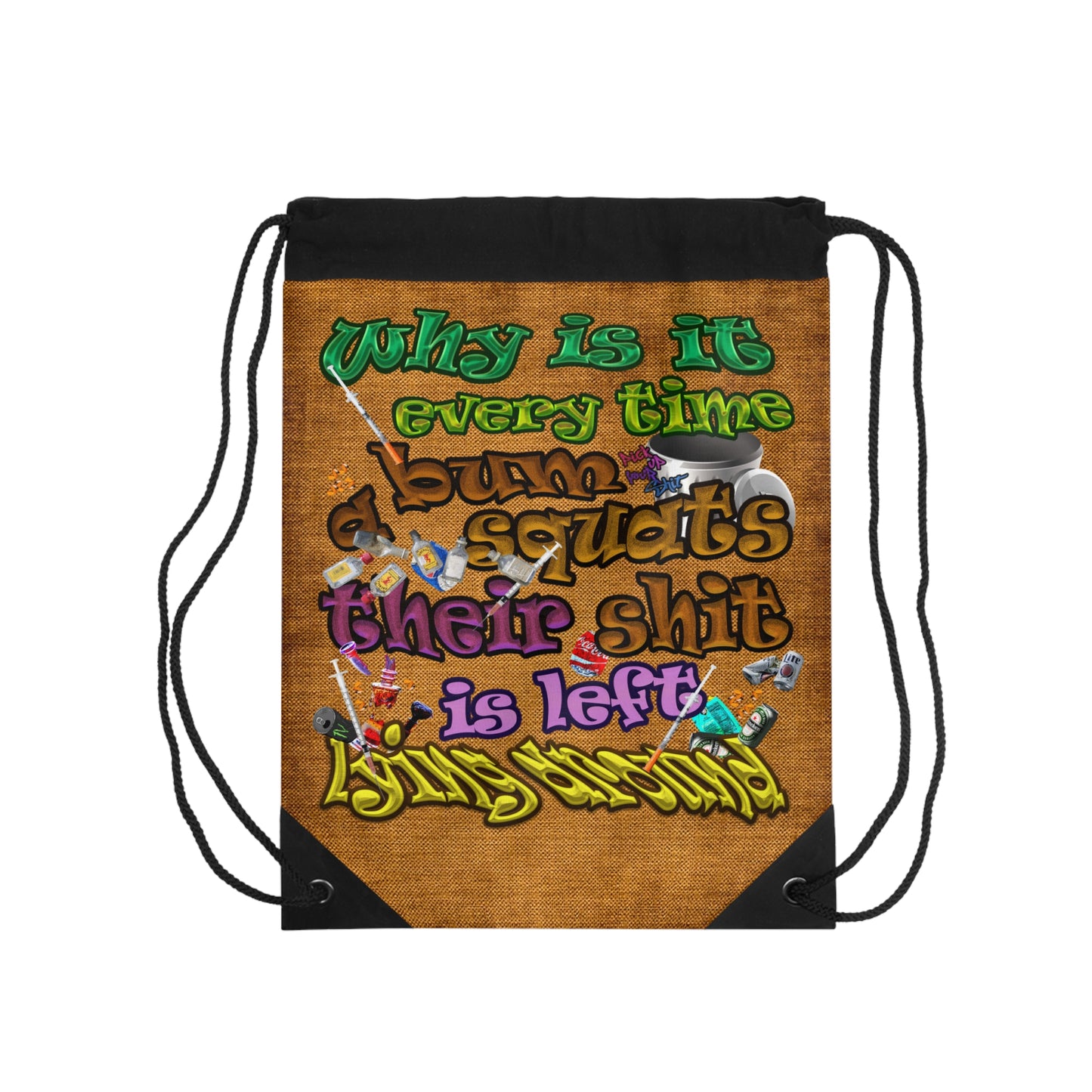 the bum's shit - Drawstring Bag (brown papyrus)