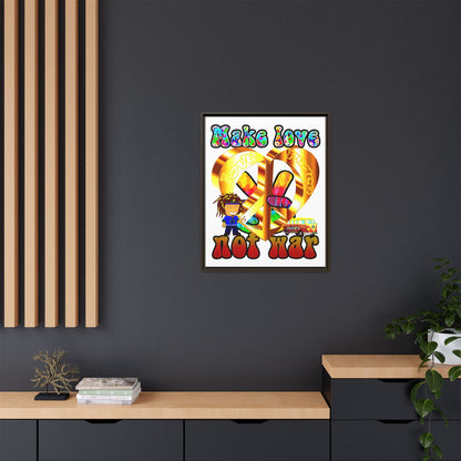love peace - framed canvas art (white)