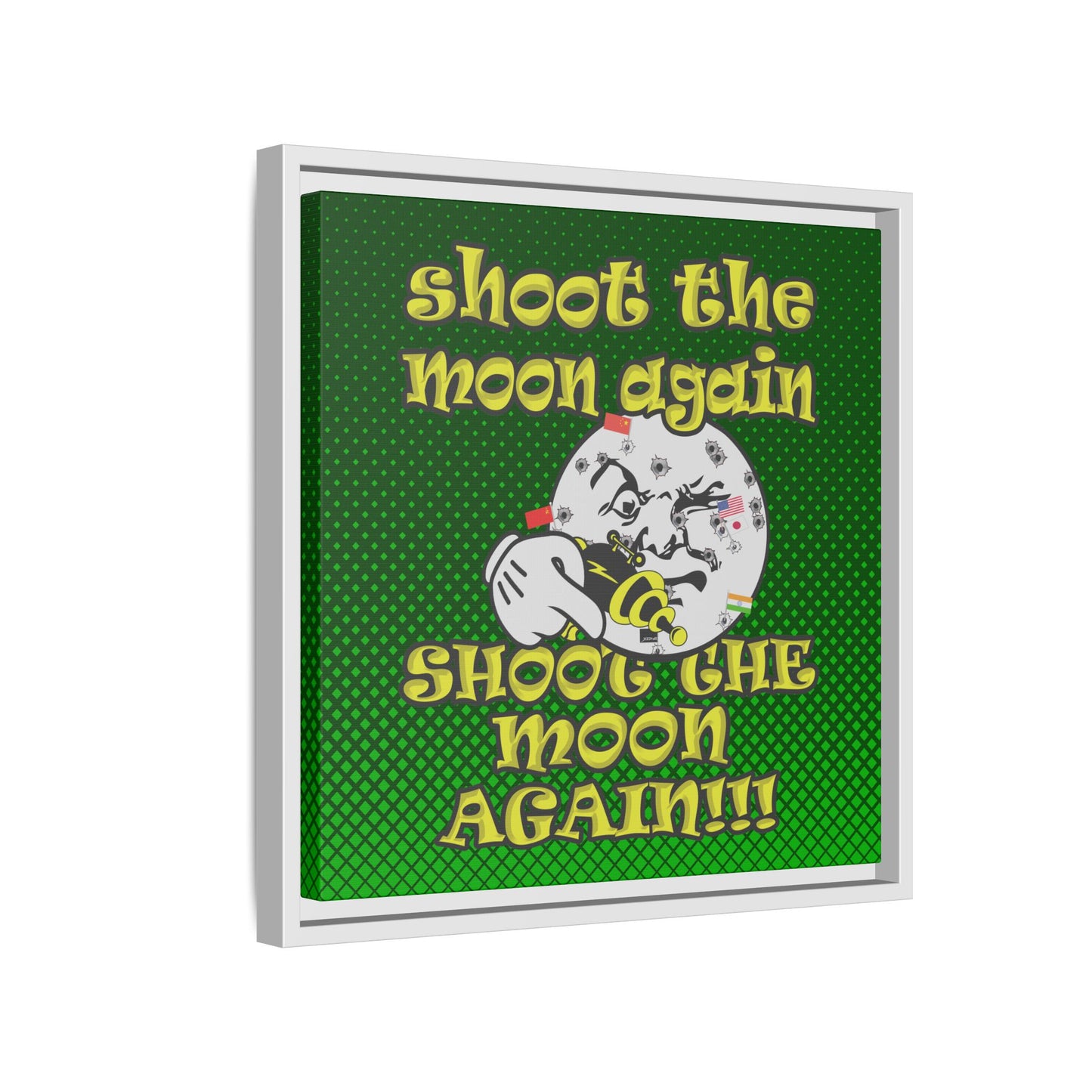 shoot the moon again - framed canvas art (logo green)