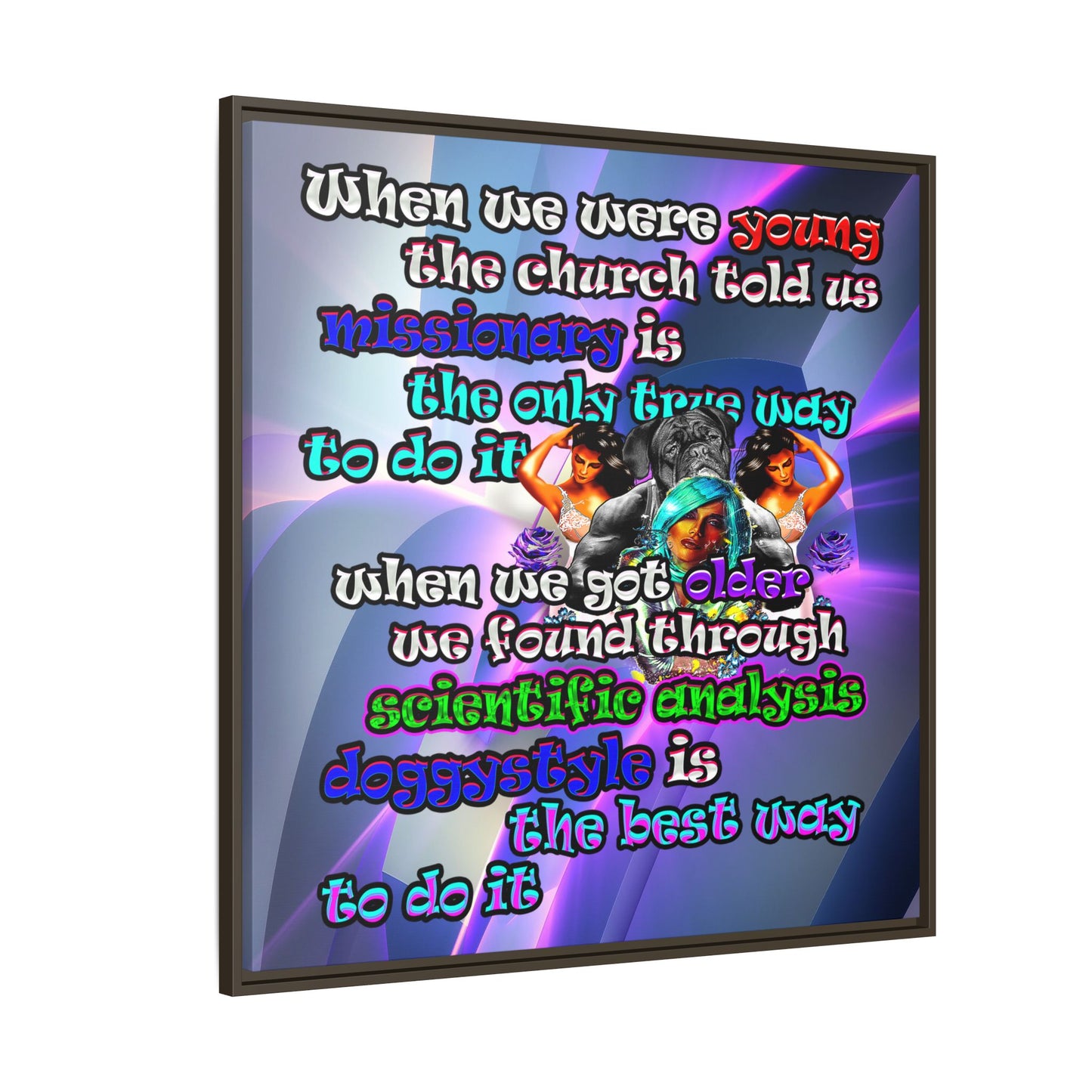 doggystyle - framed canvas art (grey-pink wave)
