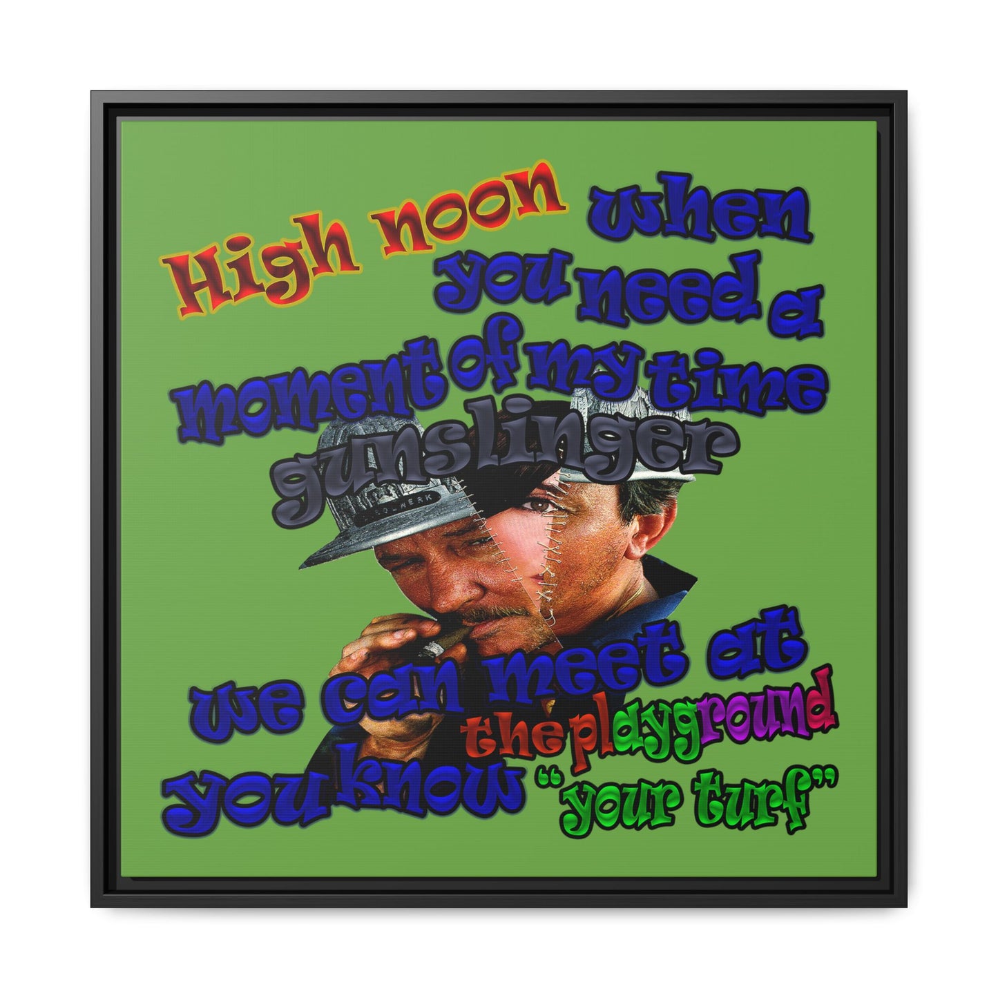 high noon - framed canvas art (green)