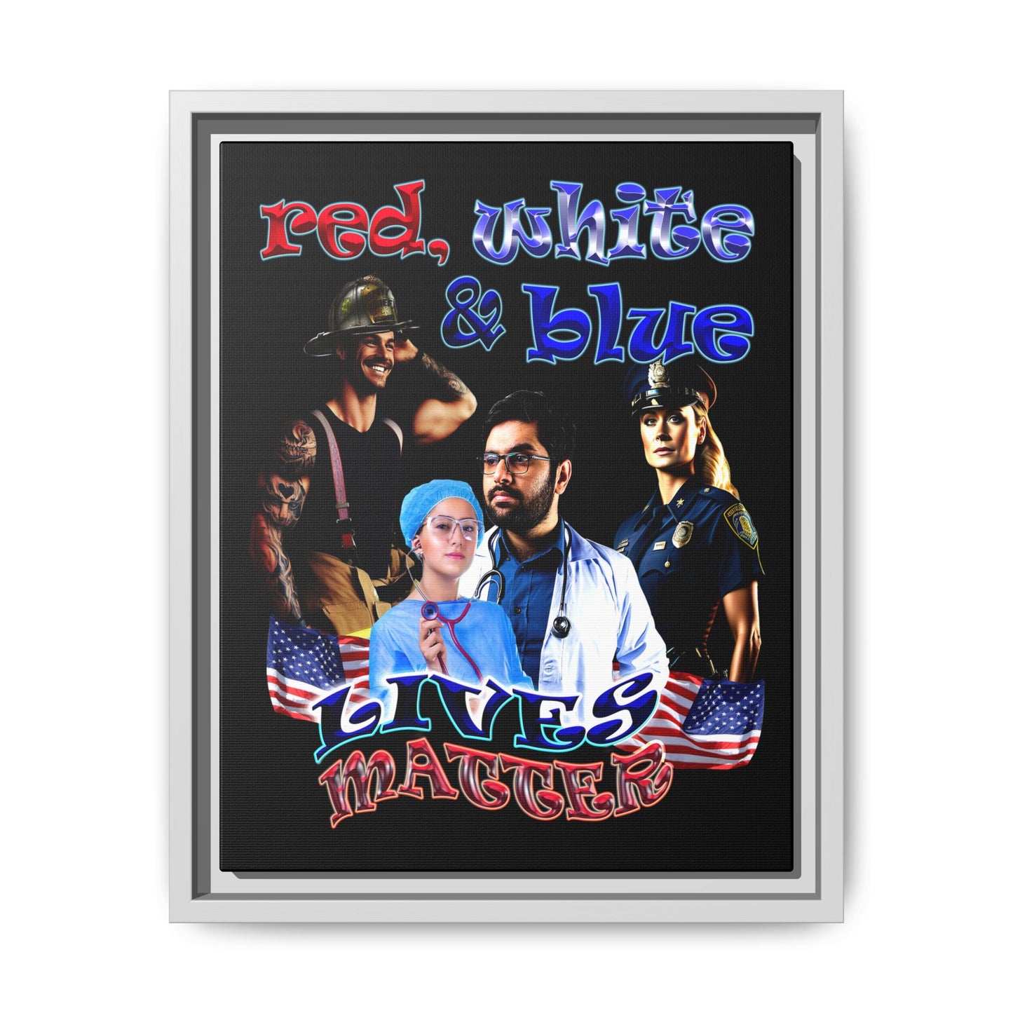 rw&b lives matter - framed canvas art (black)