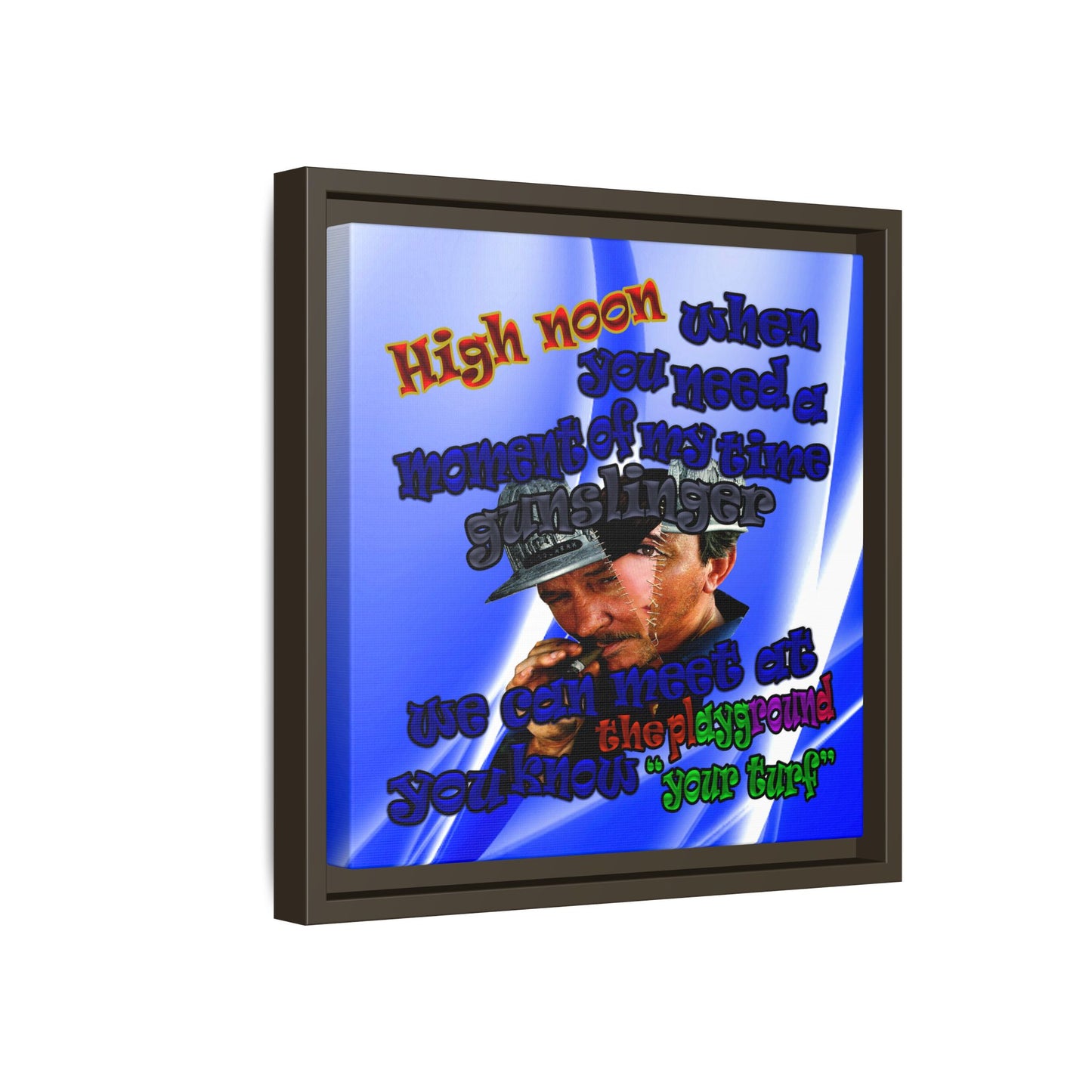 high noon - framed canvas art (blue-white wave)