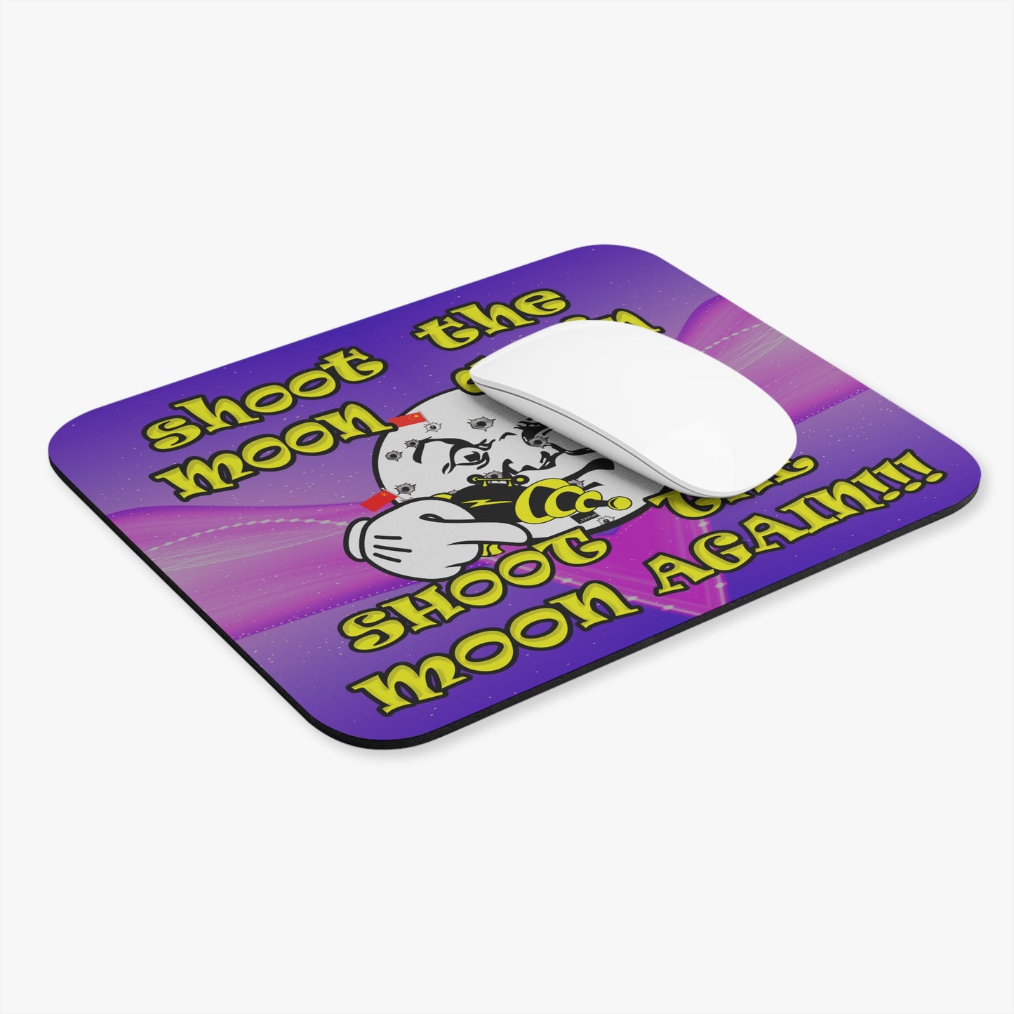 shoot the moon again - Mouse Pad (Rectangle) (purple-pink wave)