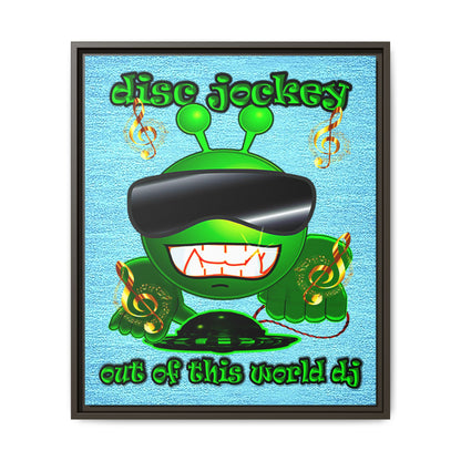 disc jockey - framed canvas art (faded blue)
