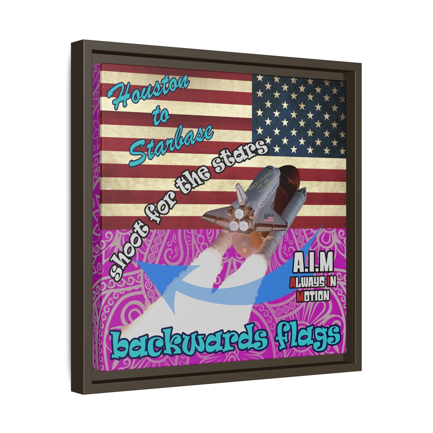 shoot for the stars - framed canvas art (pink swirl)