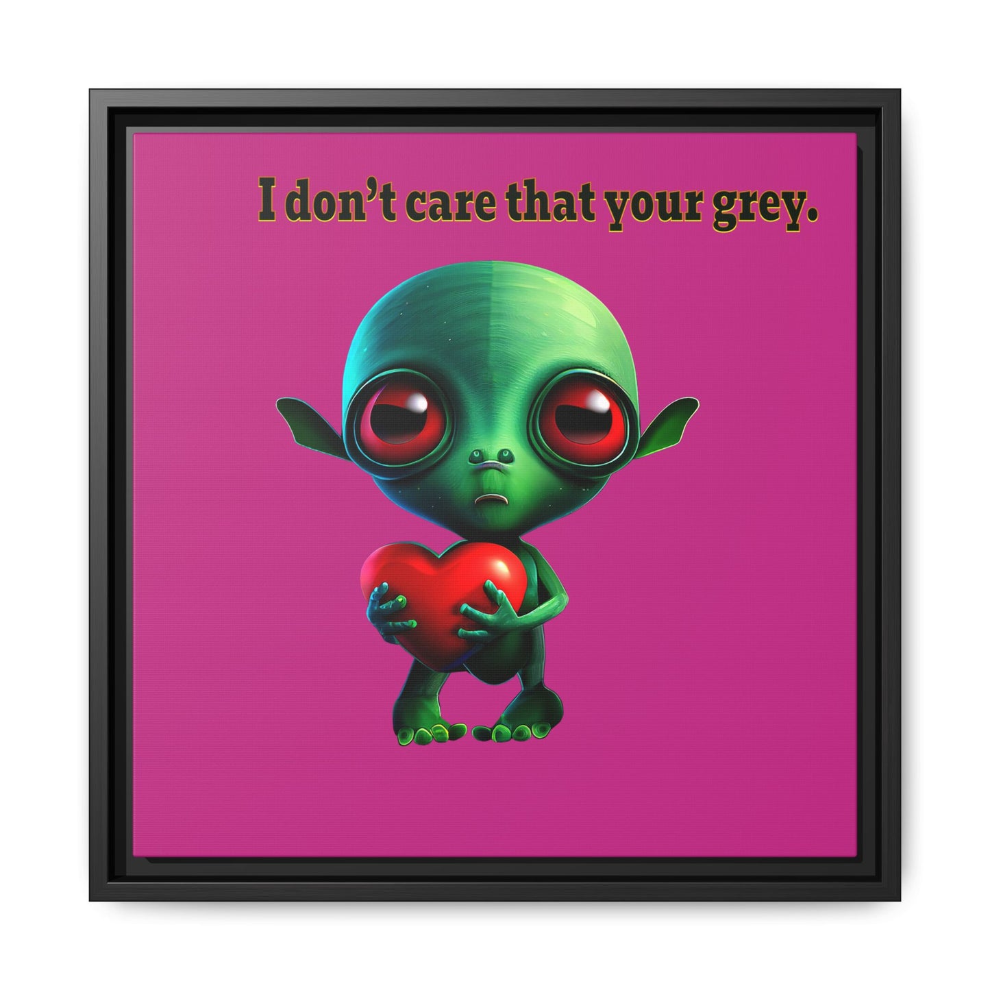 I don't care that your grey - framed canvas art (pink)