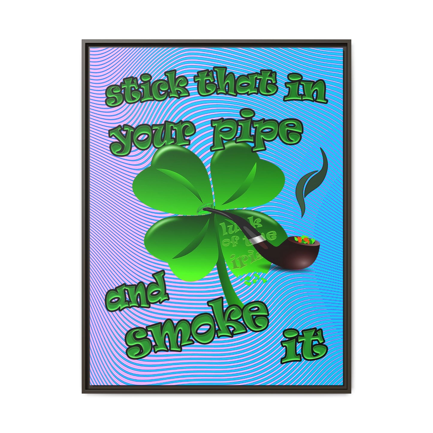 stick that in your pipe and smoke it - framed canvas art (light blue-purple wave)