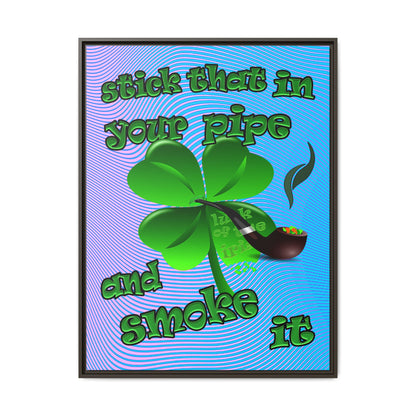 stick that in your pipe and smoke it - framed canvas art (light blue-purple wave)