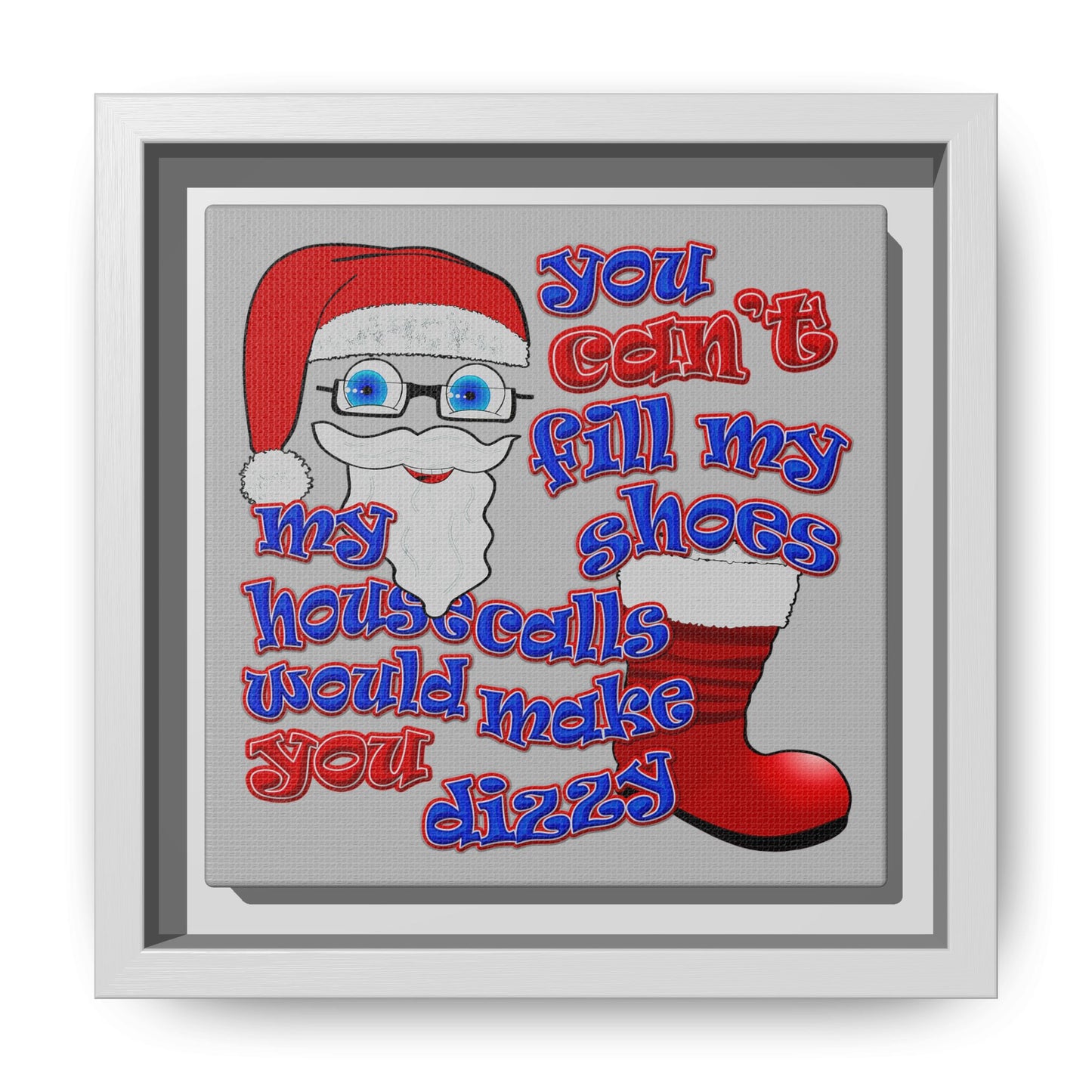 santa's shoes - framed canvas art (light grey)