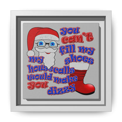 santa's shoes - framed canvas art (light grey)