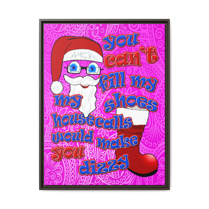 santa's shoes - framed canvas art (pink swirl)