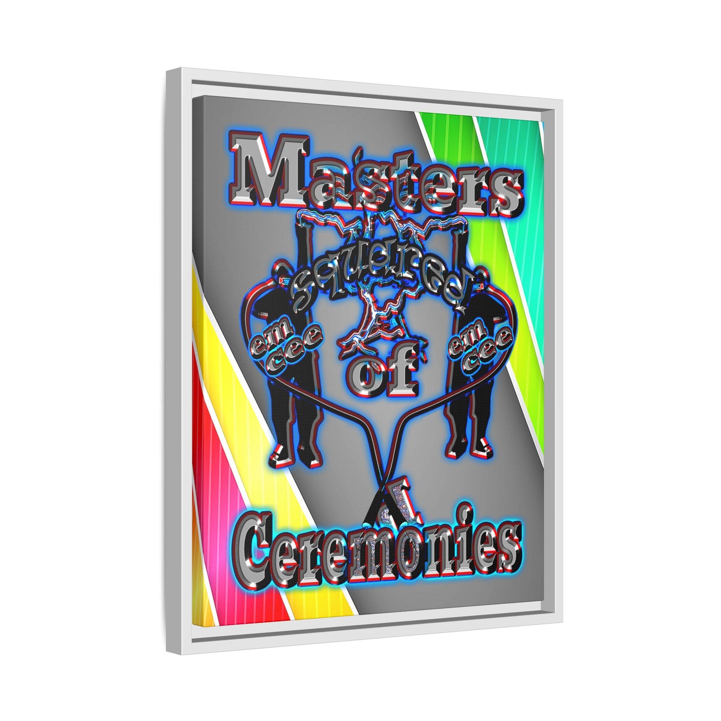 em cee squared - framed canvas art (rainbow split)