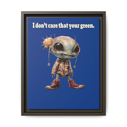 I don't care that your green - framed canvas art (dark blue)