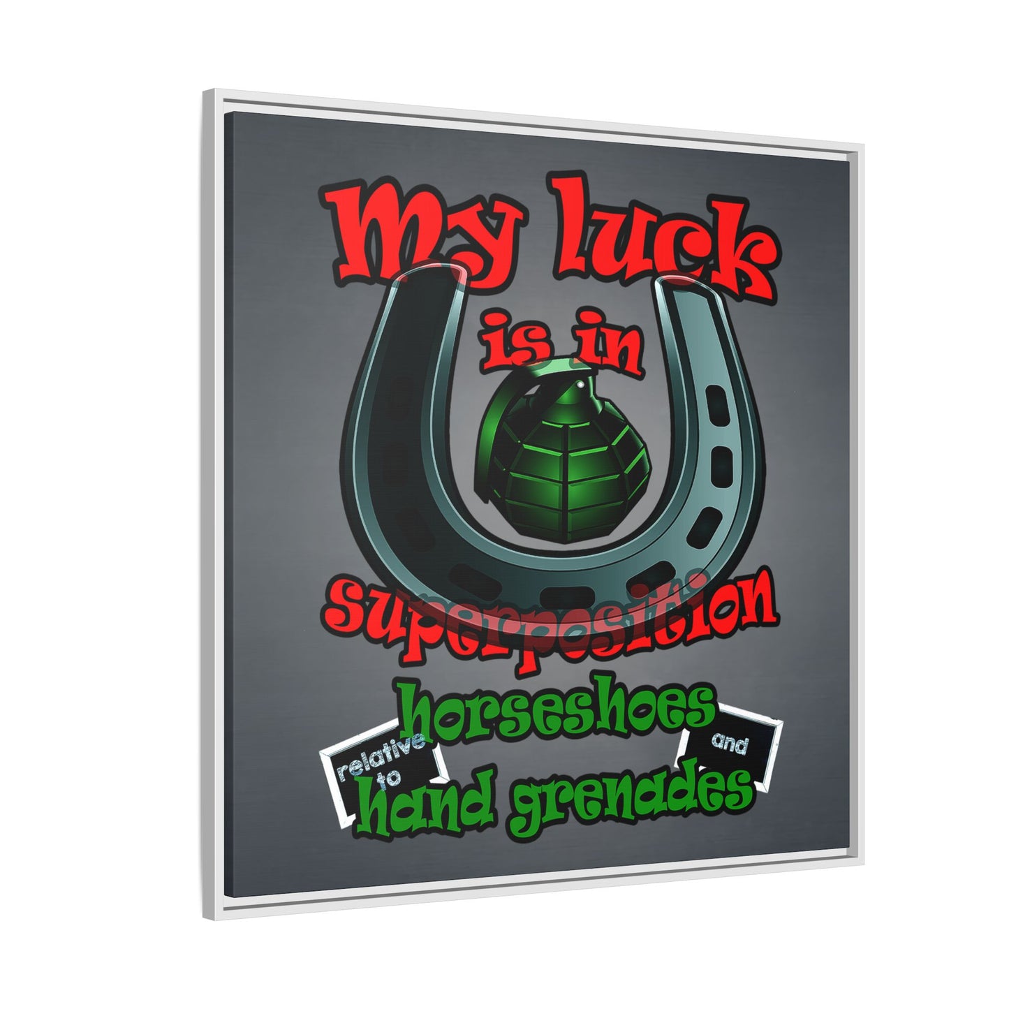 my luck - framed canvas art (grey-light grey)