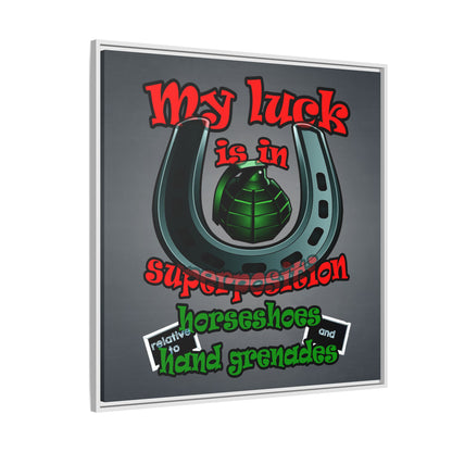my luck - framed canvas art (grey-light grey)
