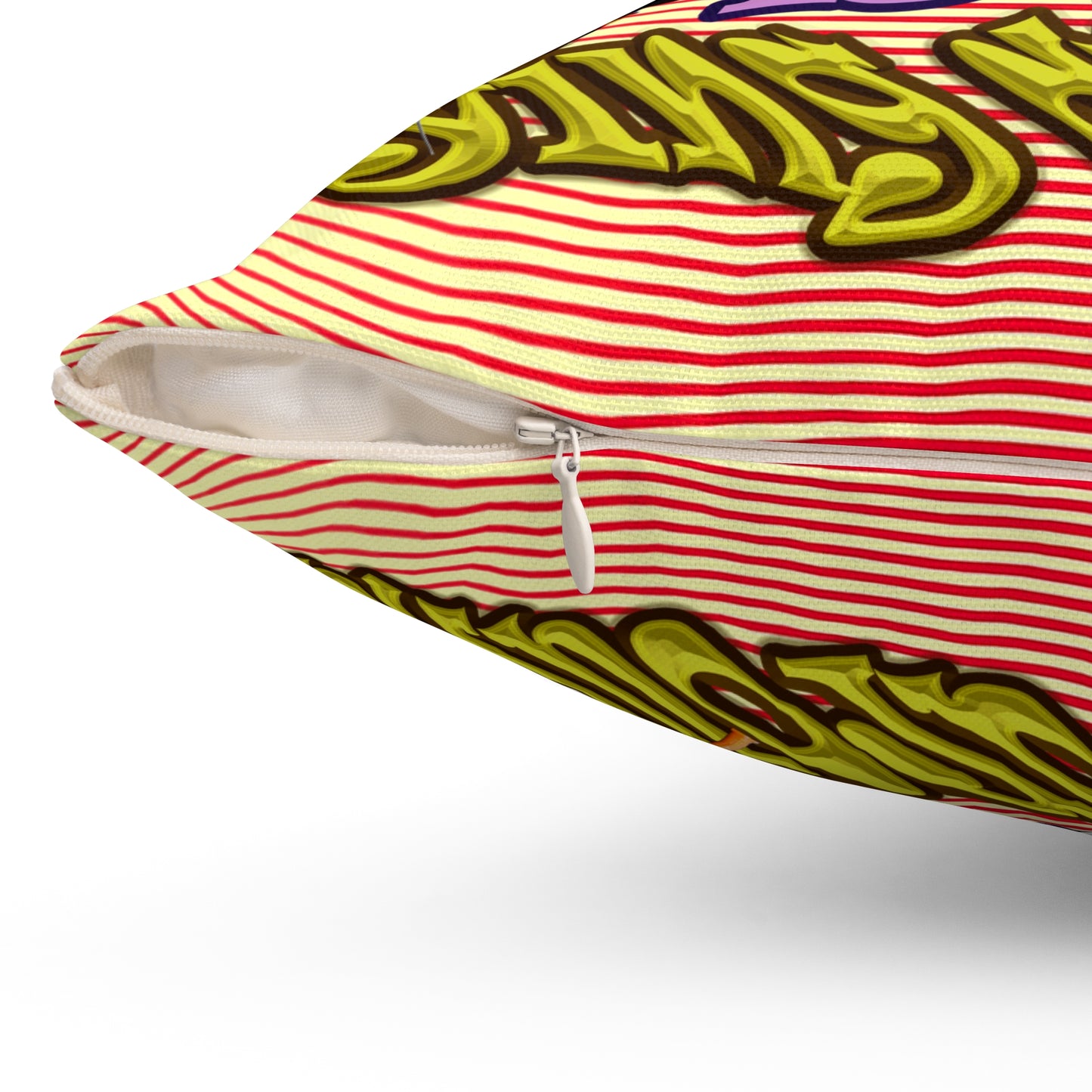 the bum's shit - Spun Polyester Square Pillow - (yellow-orange wave)