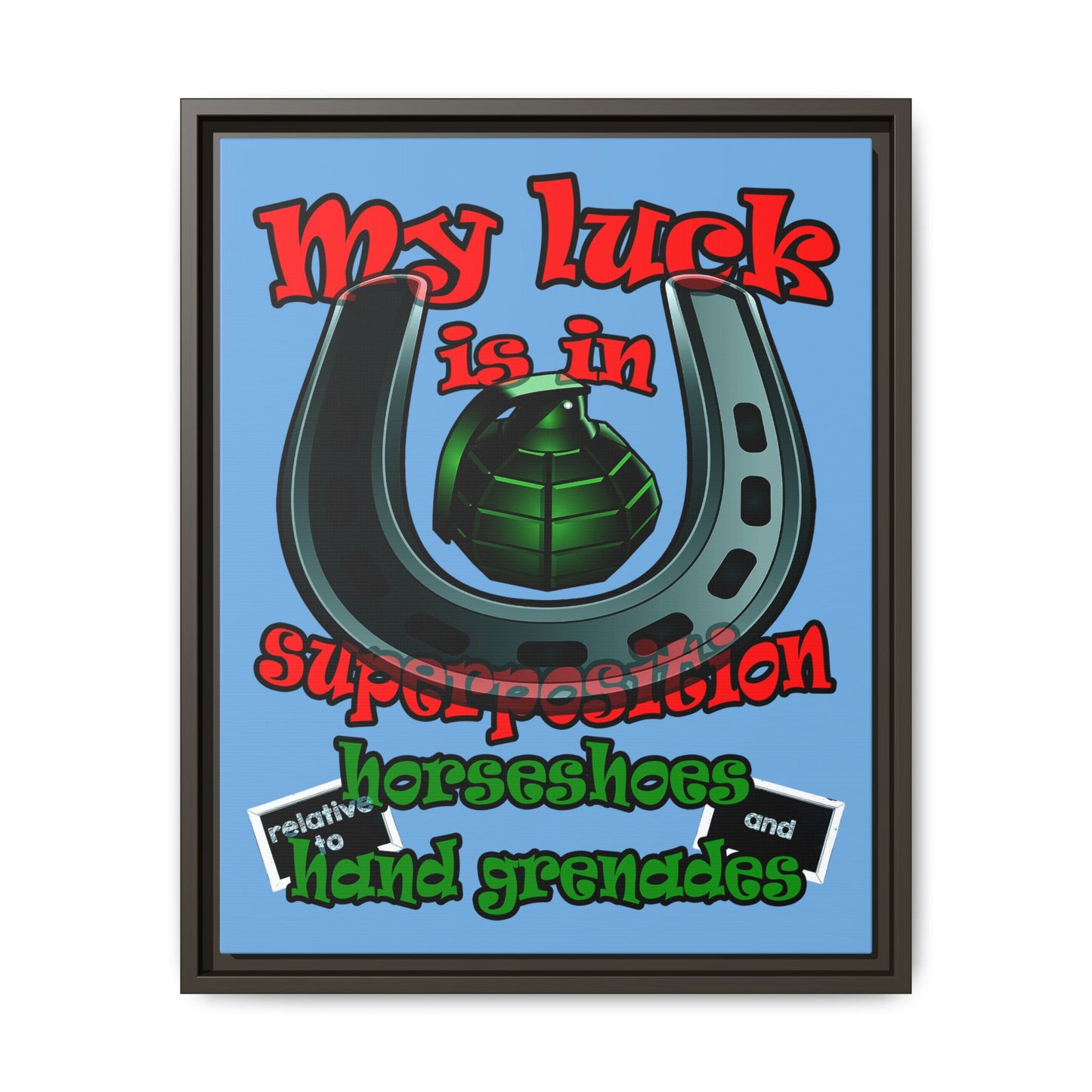 my luck - framed canvas art (light blue)