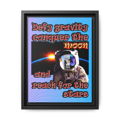 defy conquer reach - framed canvas art (light blue-purple wave)