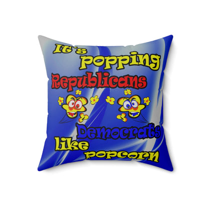 popping like popcorn - Spun Polyester Square Pillow - (blue-white wave)