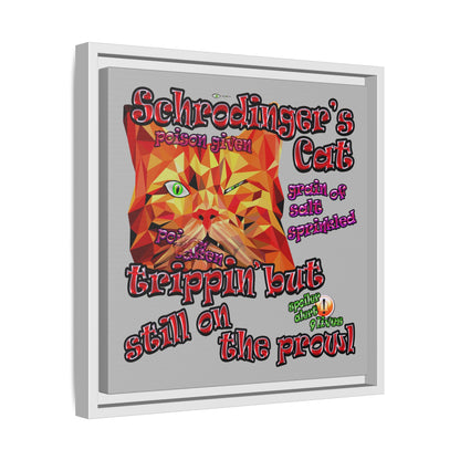 schrodinger's cat - framed canvas art (light grey)