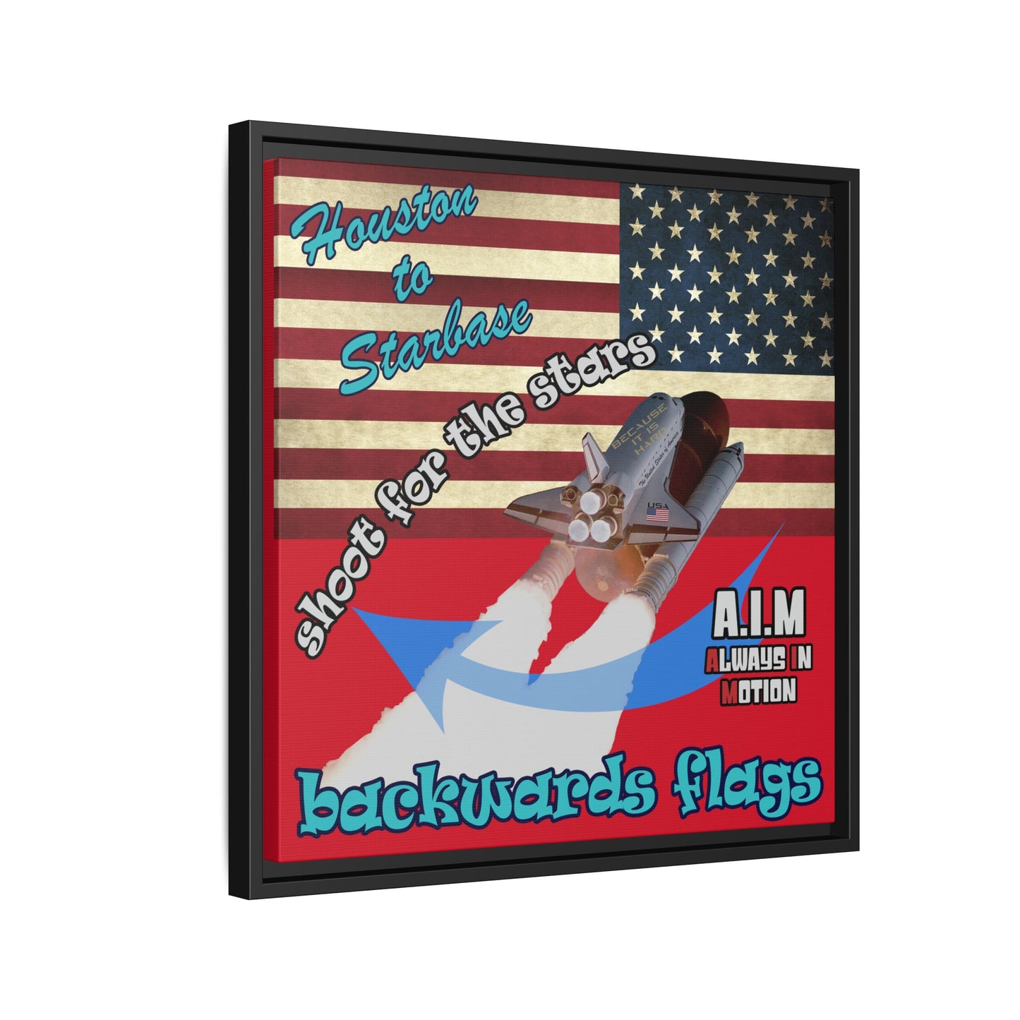 shoot for the stars - framed canvas art (dark red)
