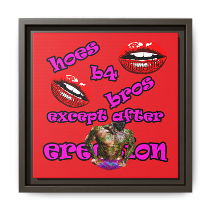 hoes b4 bros - framed canvas art (red)