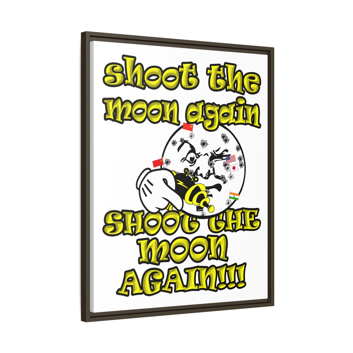 shoot the moon again - framed canvas art (white)