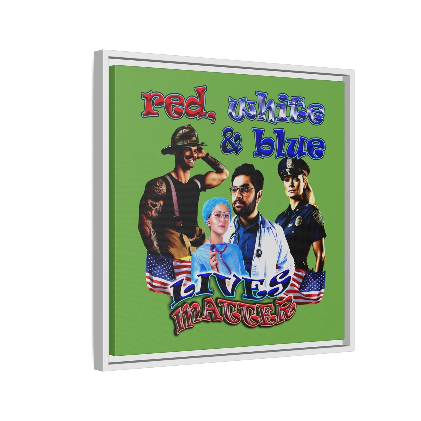rw&b lives matter - framed canvas art (green)