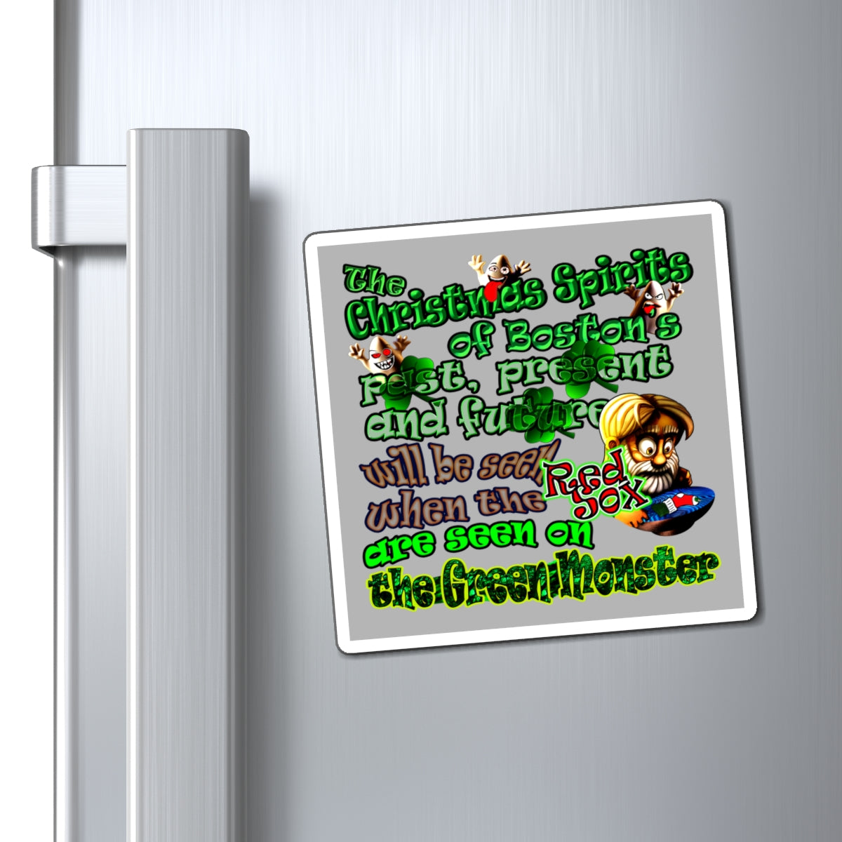 christmas spirits of boston - Magnets - (light grey)