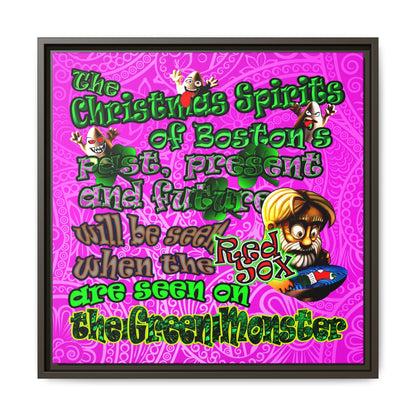 christmas spirits of boston - framed canvas art (pink swirl)