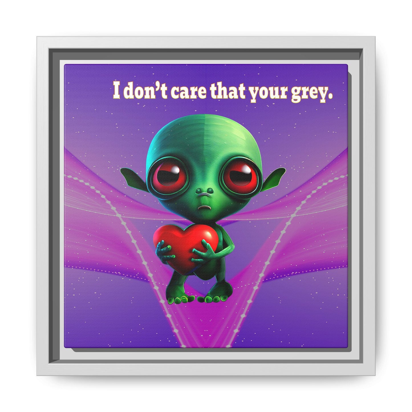 I don't care that your grey - framed canvas art (purple-pink wave)