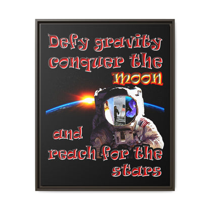 defy conquer reach - framed canvas art (black)
