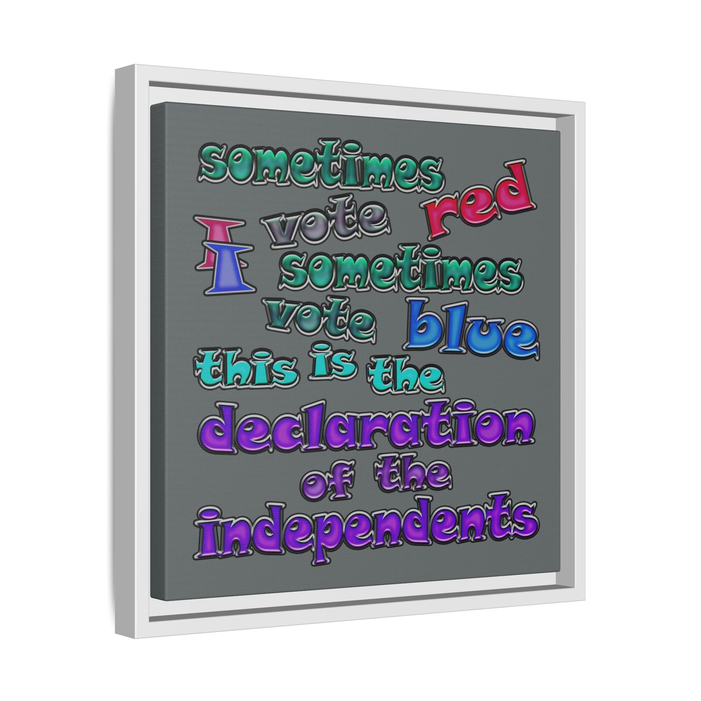 declaration of the independents - framed canvas art (dark grey)