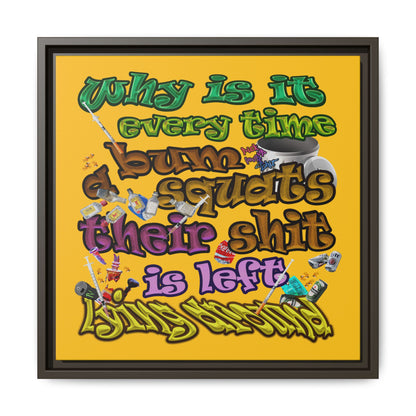 the bum's shit - framed canvas art (yellow)