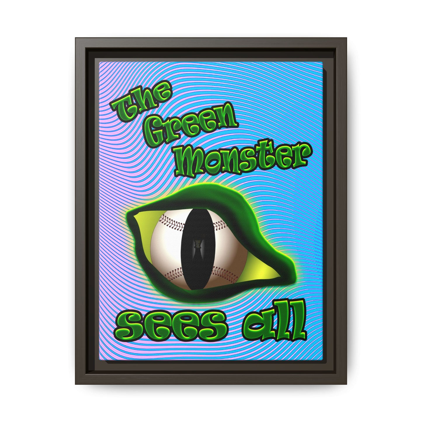 green monster - framed canvas art (light blue-purple wave)