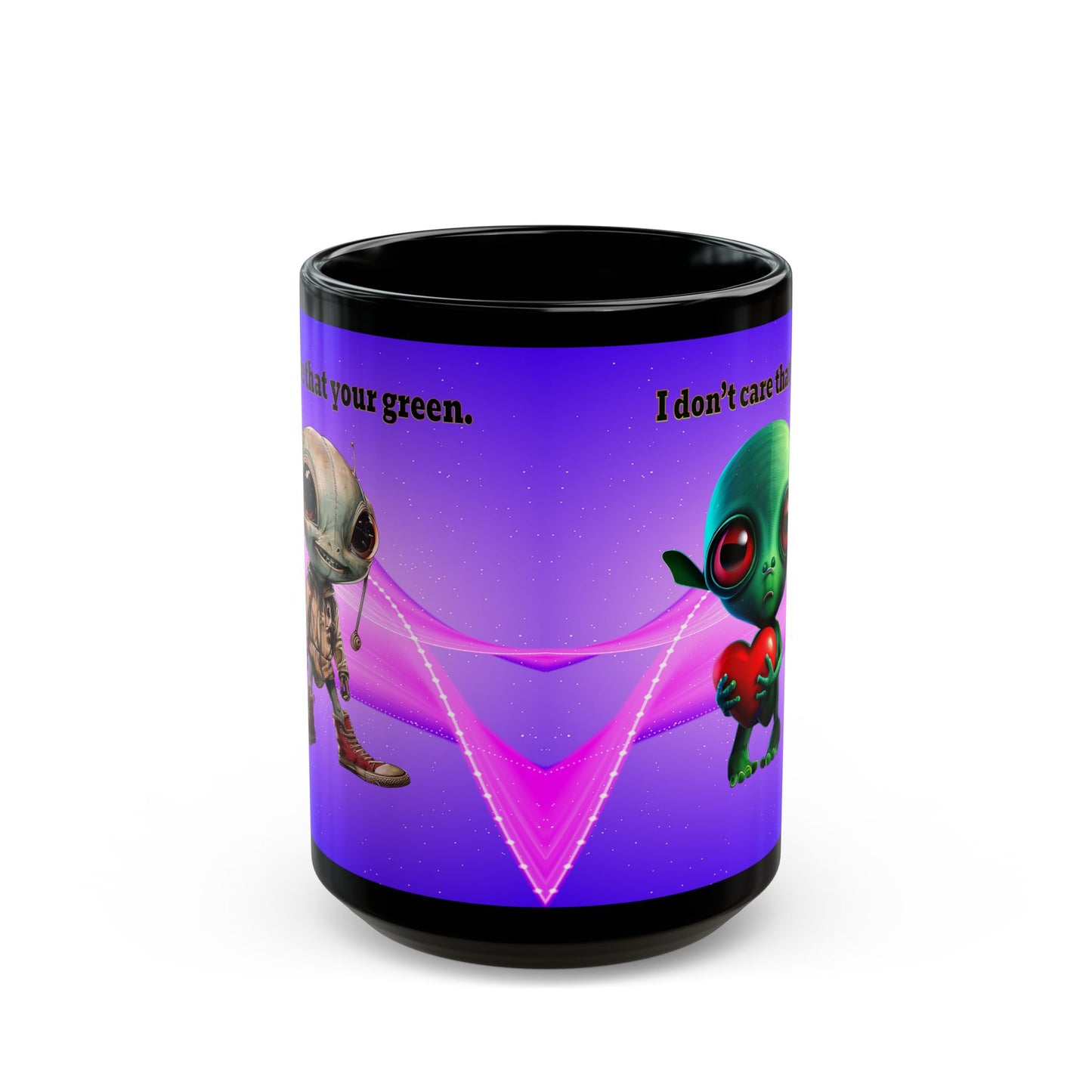 I don't care that your grey - Black Mug (purple-pink wave)