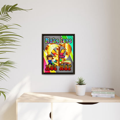 love peace - framed canvas art (rainbow split)