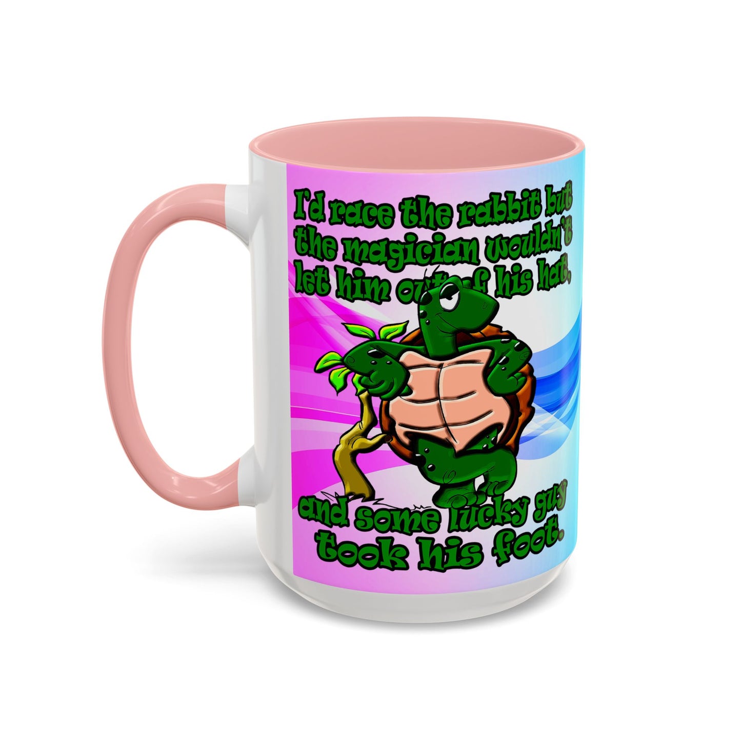 turtle race - Accent Mug (light blue-pink wave)