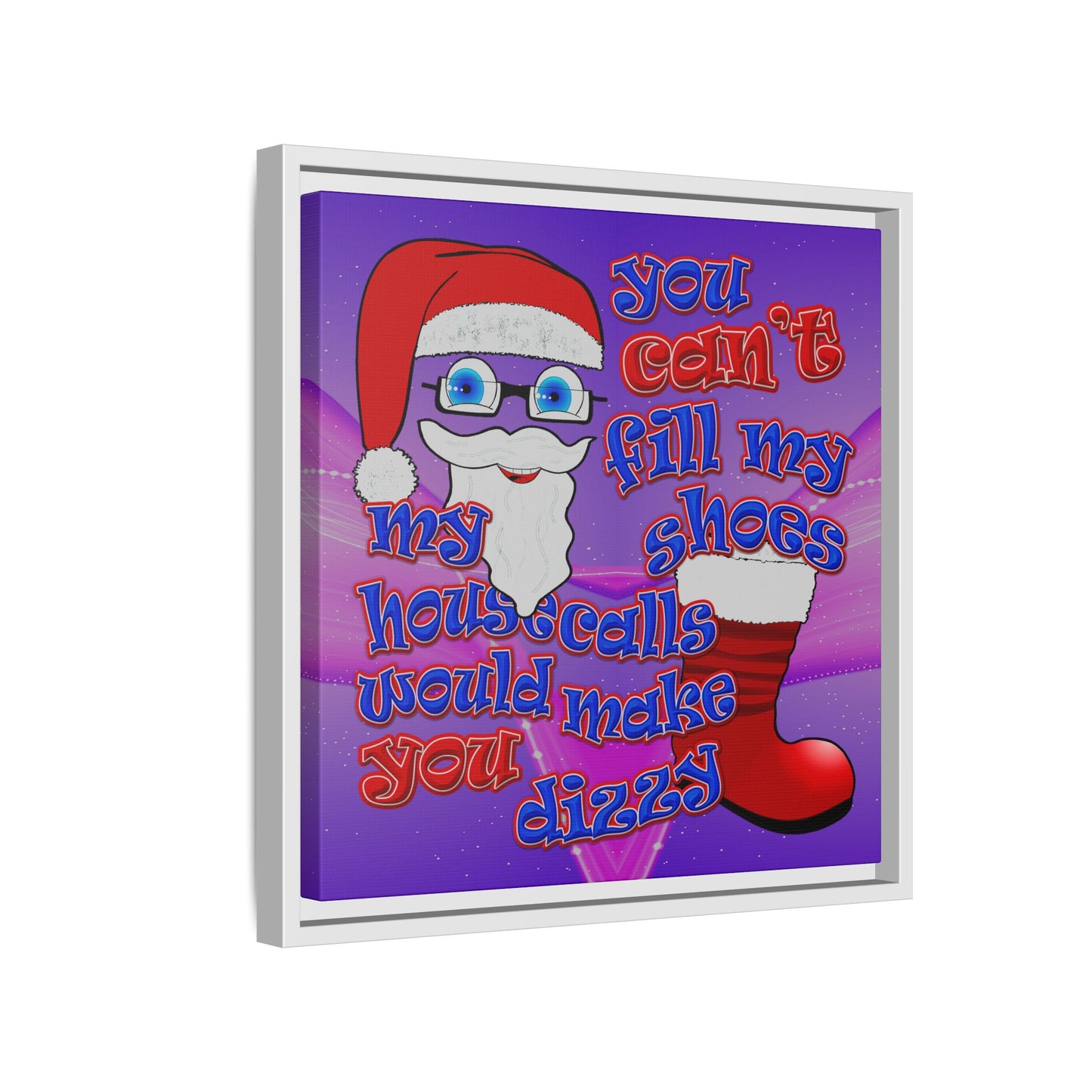 santa's shoes - framed canvas art (purple-pink wave)