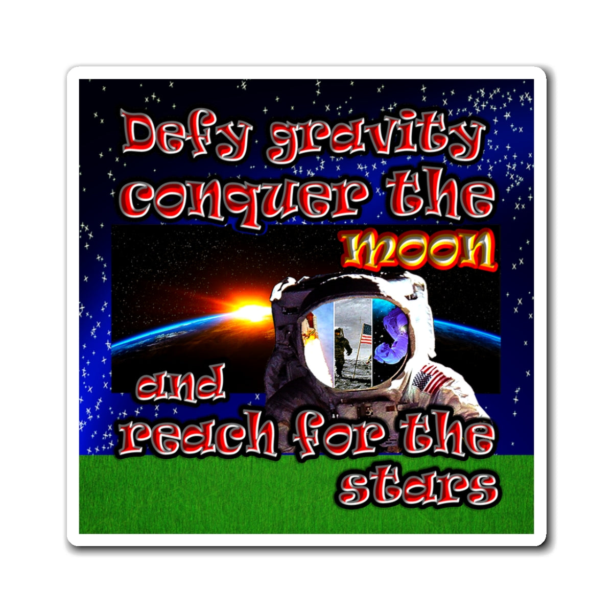 defy conquer reach - Magnets - ('snoops' background)