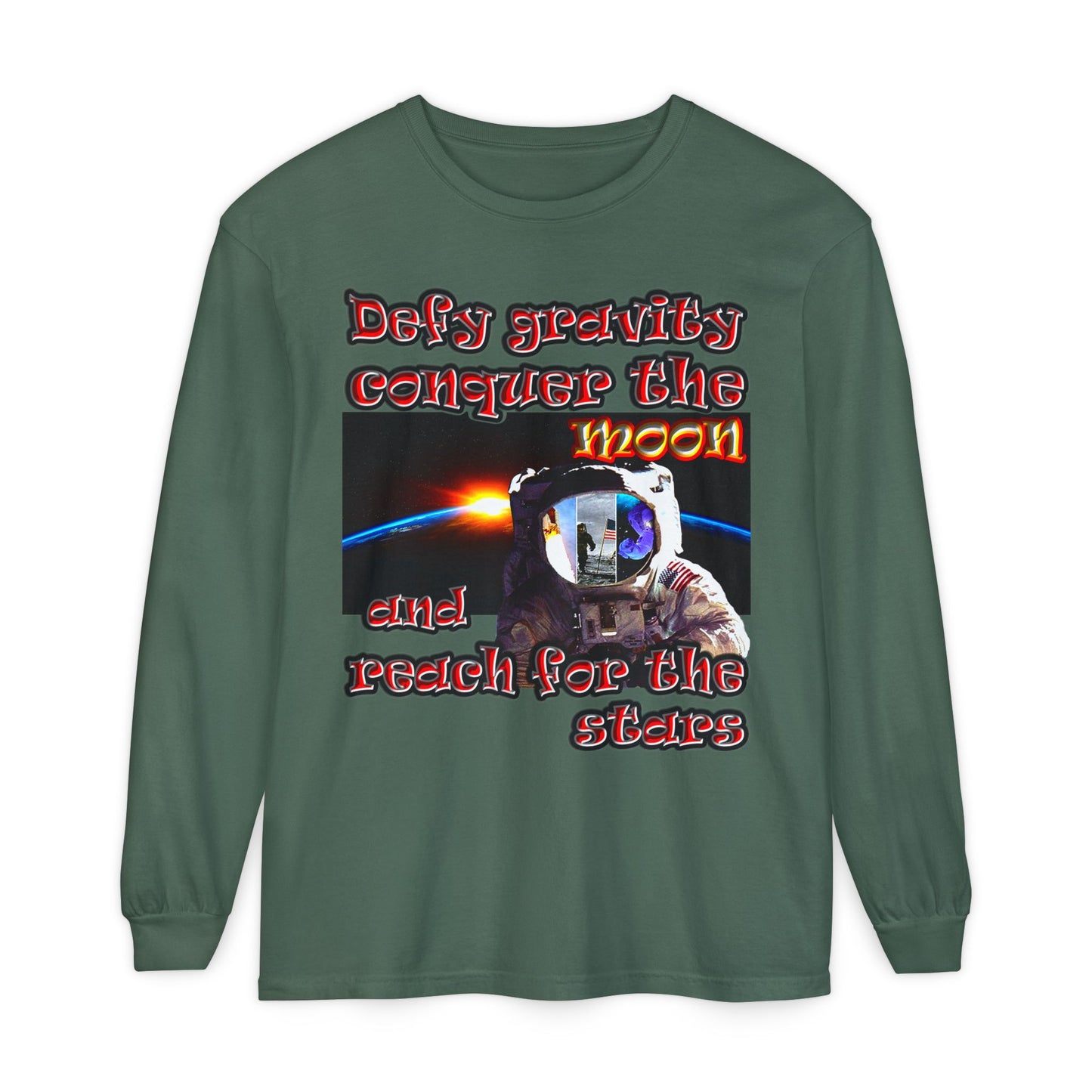 defy conquer reach - Unisex Garment-dyed Long Sleeve T-Shirt