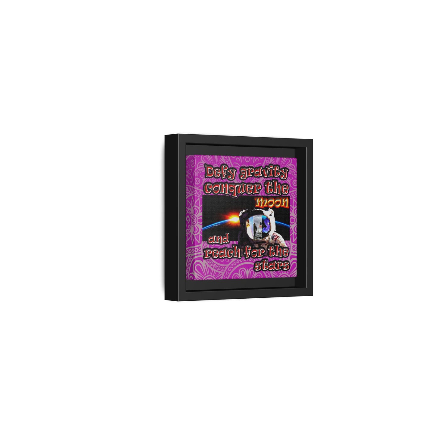 defy conquer reach - framed canvas art (pink swirl)