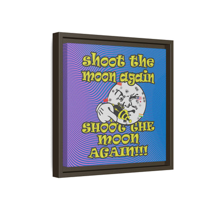 shoot the moon again - framed canvas art (light blue-purple wave)