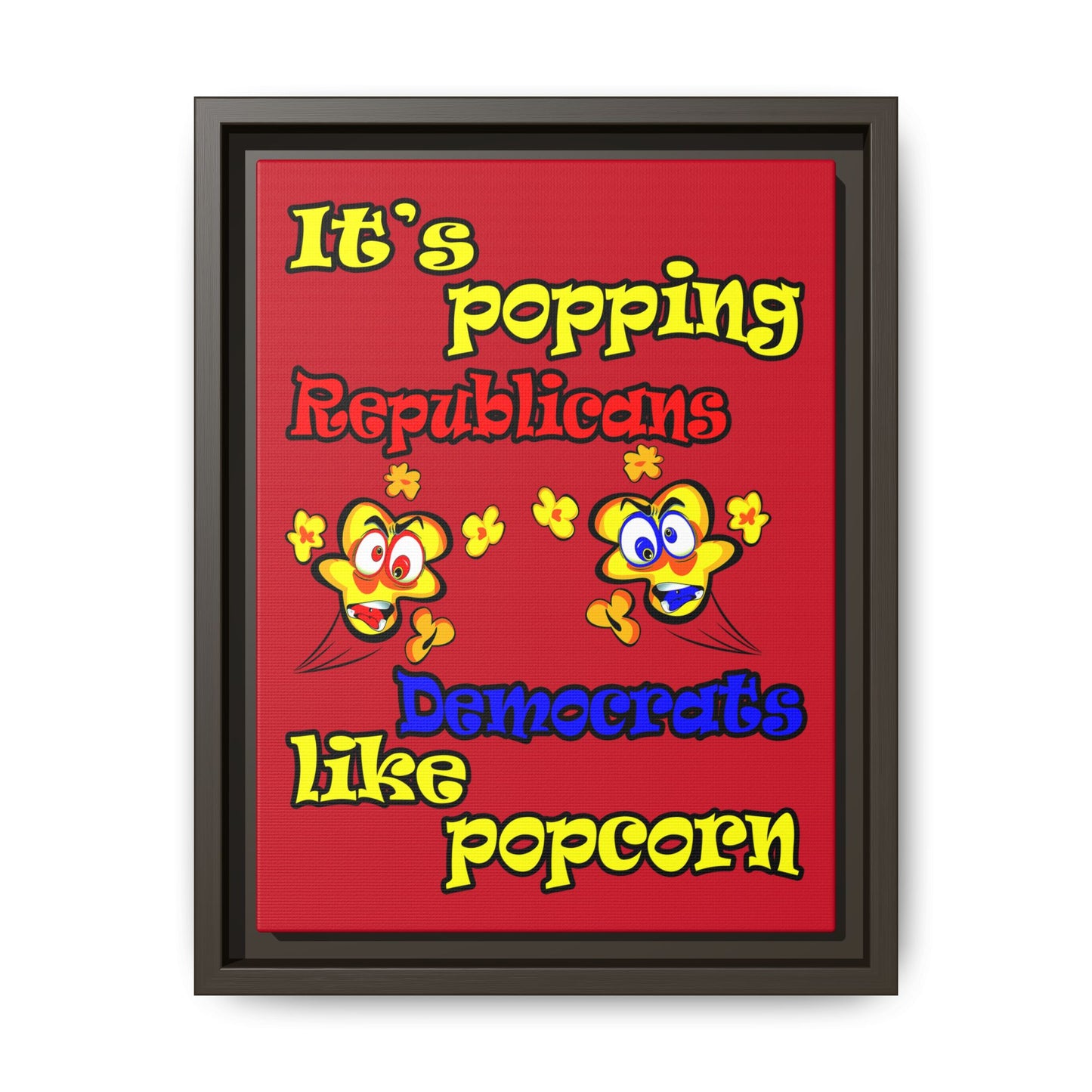 popping like popcorn - framed canvas art (dark red)