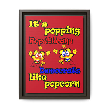 popping like popcorn - framed canvas art (dark red)