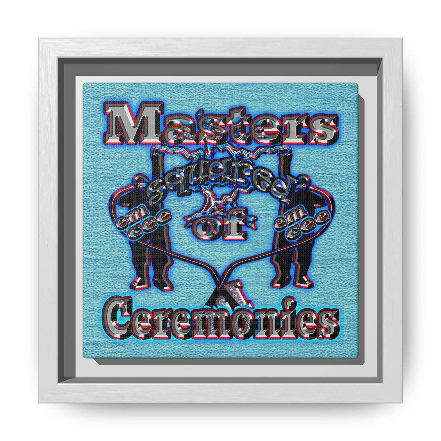 em cee squared - framed canvas art (faded blue)